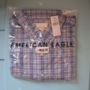 American Eagle Outfitters Blue Casual Button Down Shirt